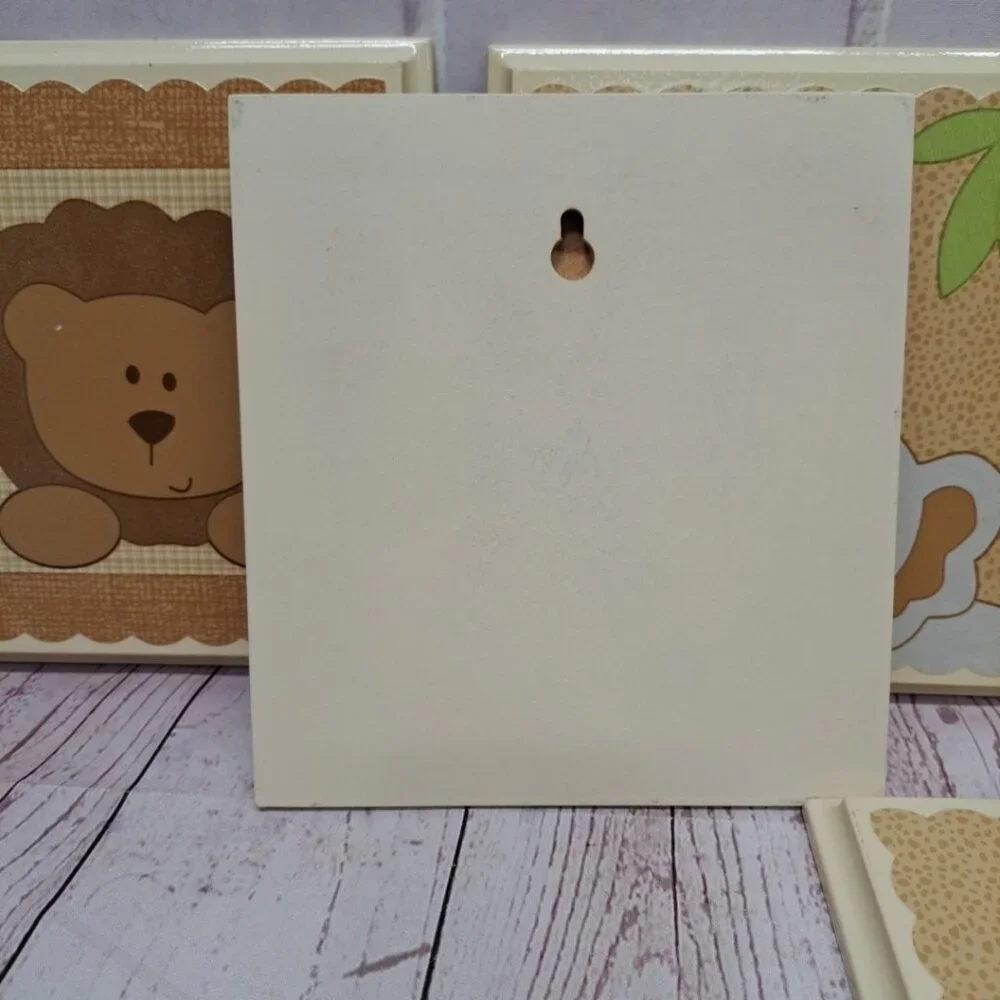 Safari Nursery Wall ArtWooden‎ Lot Of 5 Pictures 6x6 in